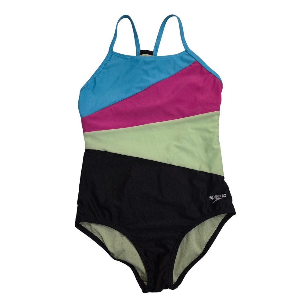 Speedo Kids One Piece Swimsuit Anthracite Colorblock Endurance 14